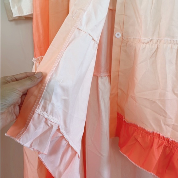 Bohemian Ruffle High Low Button Maxi Dress Cover up - Picture 4 of 8